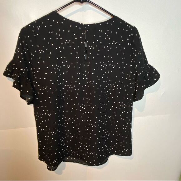 Modcloth Gilli heart abtract print flutter sleeve blouse top S NWT - Picture 6 of 6